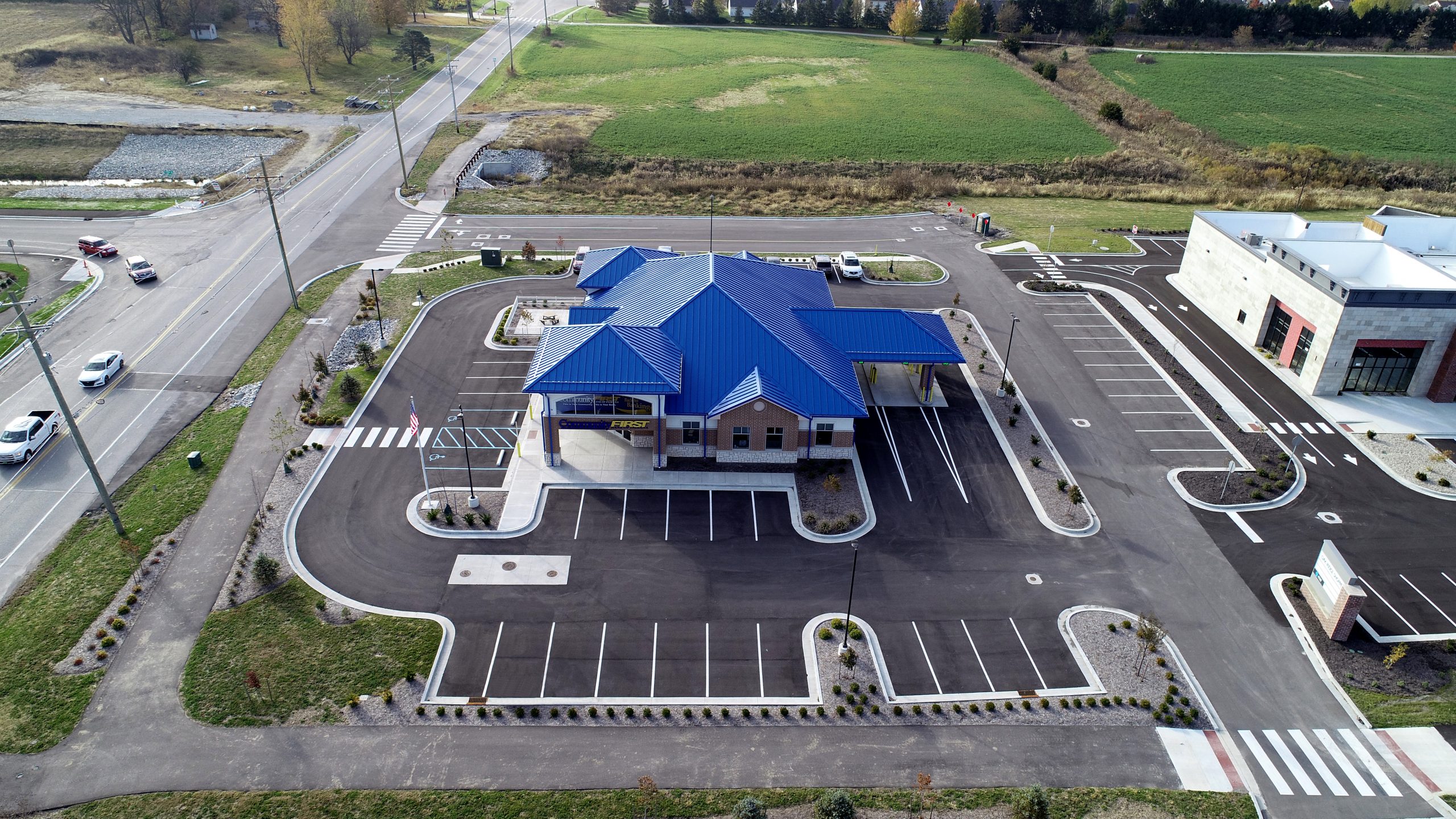 Community first bank commercial roofing project by ce reeve roofing in indiana